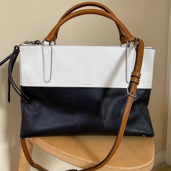 Authentic Coach Colorblock Leather Satchel - Picture 1 of 15